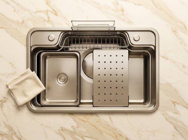Chậu inox 304 một hố - dập nổi vân hạt gạo