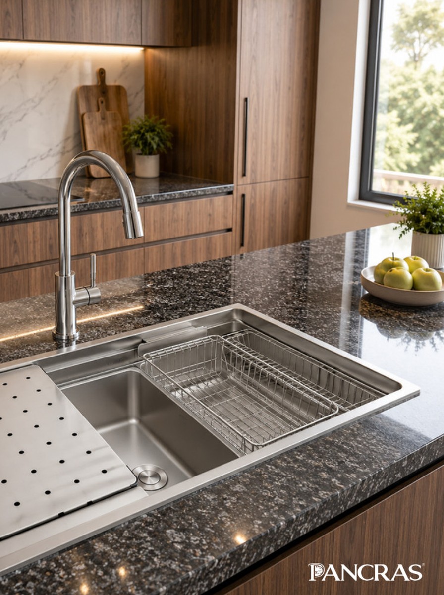 Chậu rửa âm bàn - dập nổi vân hạt gạo — PA-P-8645/7645