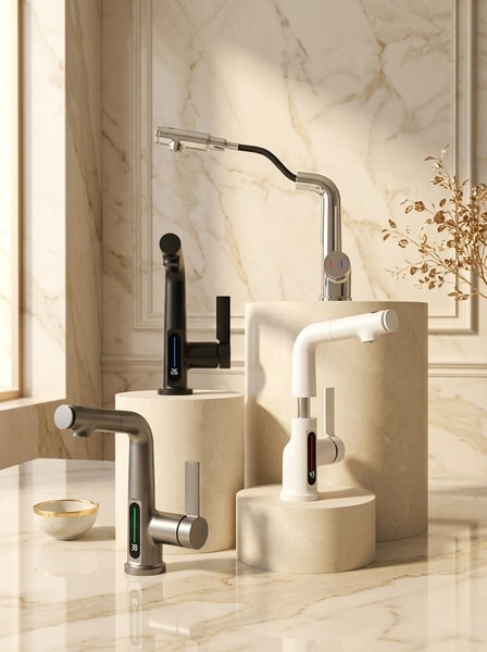 Vòi lavabo nóng lạnh hiển thị nhiệt độ